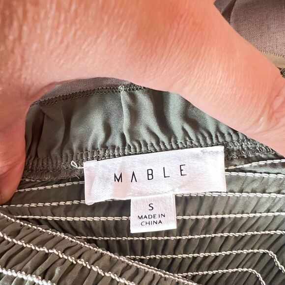 Mable Green Ruffle Smocked Spaghetti Strap Long Tiered Midi Dress Size Small - Picture 8 of 11